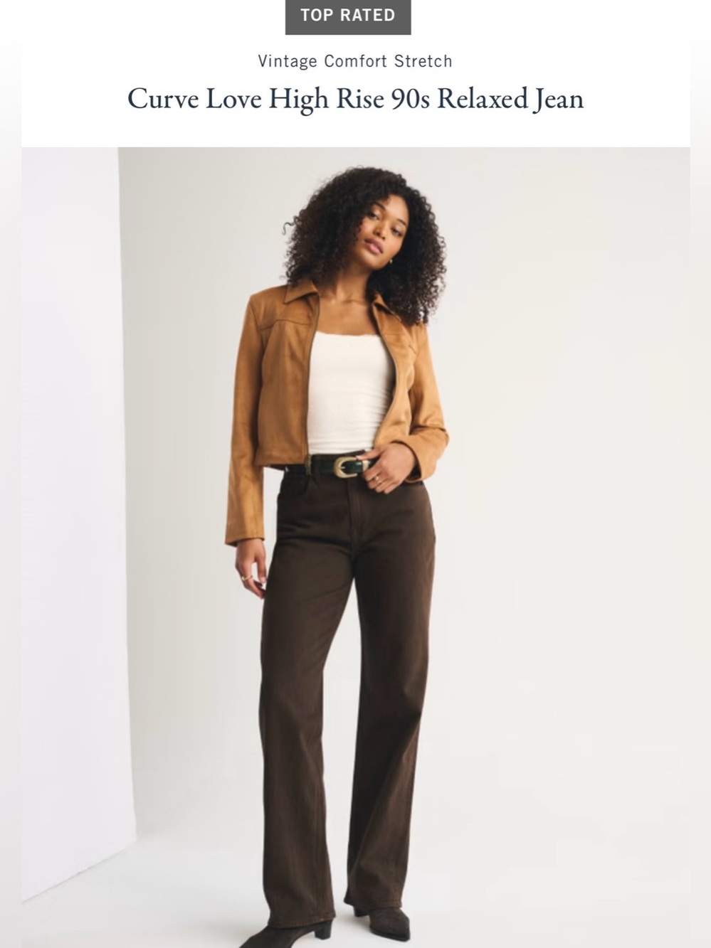 Abercrombie & Fitch Curve Love High Rise 90s Relaxed Jean in Brown